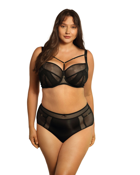 Σουτιέν Ewa Bien B171 balconette σε μαύρο για μεγάλο στήθος με ενισχυμένη στήριξη